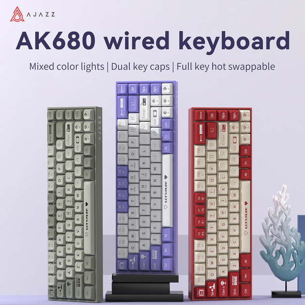 Механическая проводная клавиатура AJAZZ AK680 / Hot-Swap / Red Switch / Red - изображение 4