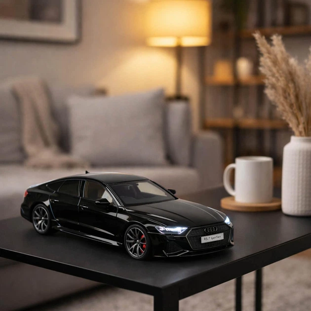 Металева машинка Автопром Audi RS7 Sportback 1:24 — чорна, відкривні двері, світло і звук - зображення 8