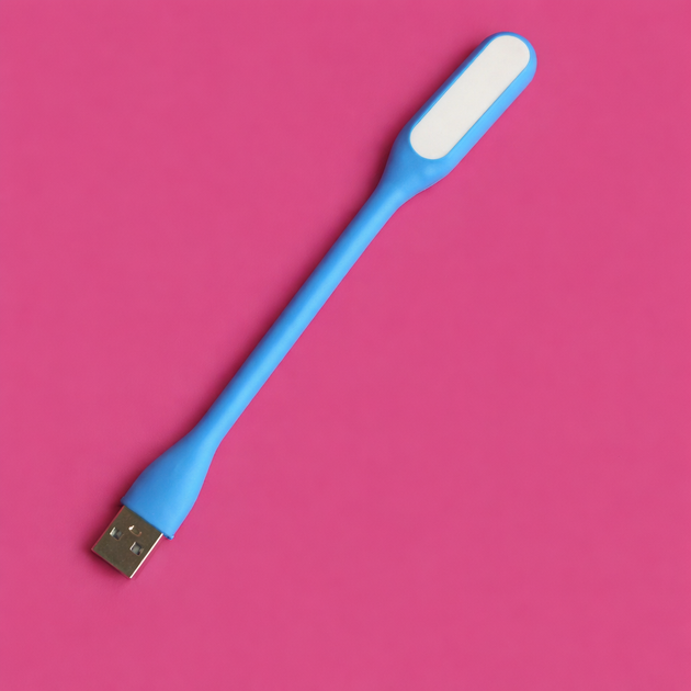 Гнучка Лампа LED USB Ліхтарик для Павербанка Ноутбука, Блакитний - Фото 1 Гнучка Лампа LED USB Ліхтарик для Павербанка Ноутбука, Блакитний - зображення 1