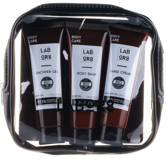 Zestaw kosmetyków pielęgnacyjnych LABOR8 Travel Kit Żel pod prysznic 75 ml + Balsam do ciała 75 ml + Krem do rąk 75 ml (3800502293958) - obraz 2