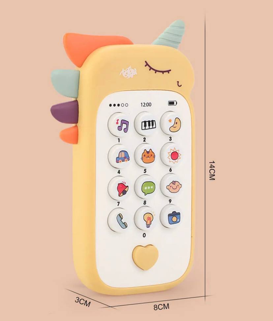 Дитяча розвиваюча іграшка- телефон "Єдиноріжка" WToys 90313 UA Жовтий, українська озвучка - изображение 3