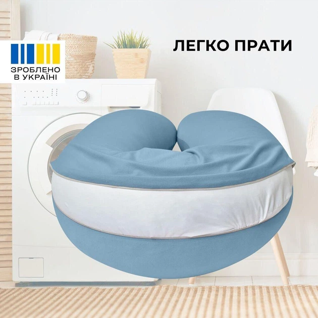 Подушка для вагітних і годування 30х190 см SeiDesign трикотаж гіпоалергенна, наволочка з бавовни з блискавкою м'ята - Фото 6 Подушка для вагітних і годування 30х190 см SeiDesign трикотаж гіпоалергенна, наволочка з бавовни з блискавкою м'ята - зображення 6