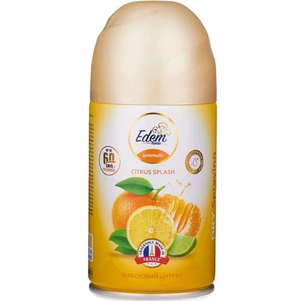 Змінний балон для освіжувача повітря EDEM home Air freshener Вибуховий цитрус 260 мл (ЕН820281) - Фото 1 Змінний балон для освіжувача повітря EDEM home Air freshener Вибуховий цитрус 260 мл (ЕН820281) - зображення 1