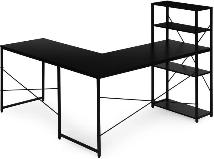 Biurko komputerowe ModernHome by Multistore narożne z regałem 4 półki TH-CD-1 Czarne (5905817011094) - obraz 3