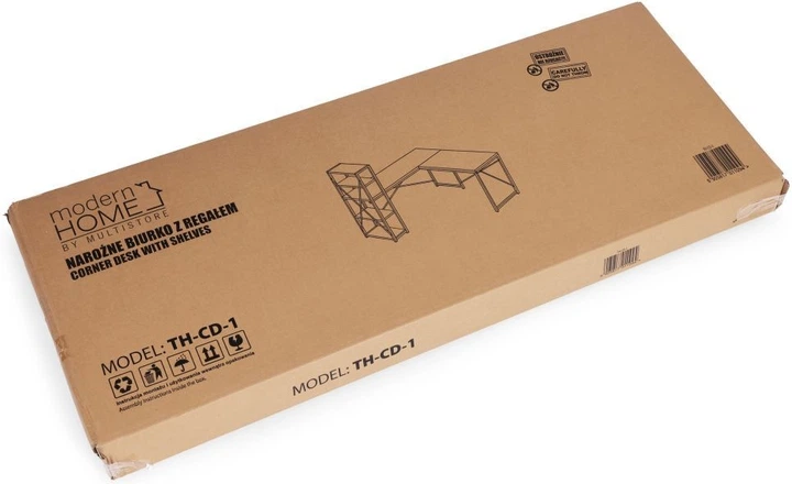 Biurko komputerowe ModernHome by Multistore narożne z regałem 4 półki TH-CD-1 Czarne (5905817011094) - obraz 8