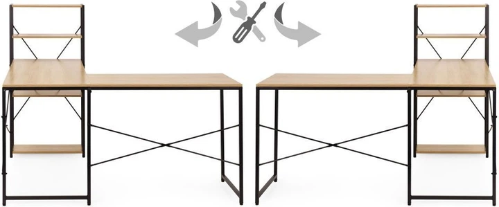 Biurko komputerowe ModernHome by Multistore narożne z regałem 4 półki TH-CD-6-16 Jasny dąb (5905817011100) - obraz 6