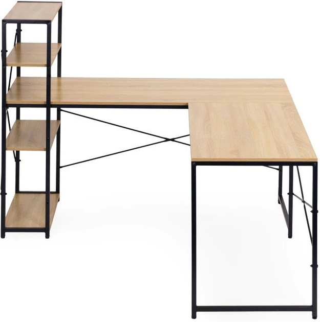 Biurko komputerowe ModernHome by Multistore narożne z regałem 4 półki TH-CD-6-16 Jasny dąb (5905817011100) - obraz 3