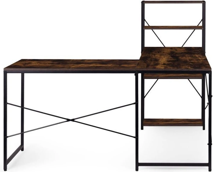 Biurko komputerowe ModernHome by Multistore narożne z regałem 4 półki TH-CD-7-16 Postarzany orzech (5905817011100) - obraz 3