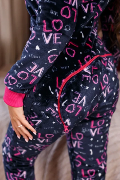 Женская пижама пожама SweetJama Frozy с карманом на попе и капюшоном М love - изображение 6