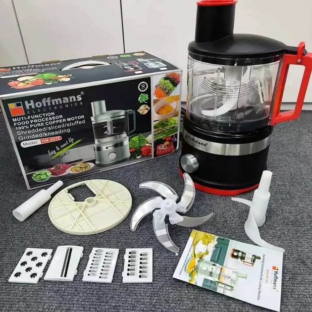 Кухонный измельчитель 2.5L 1000W электрический для овощей Hoffmans HM-2076 черный - изображение 10