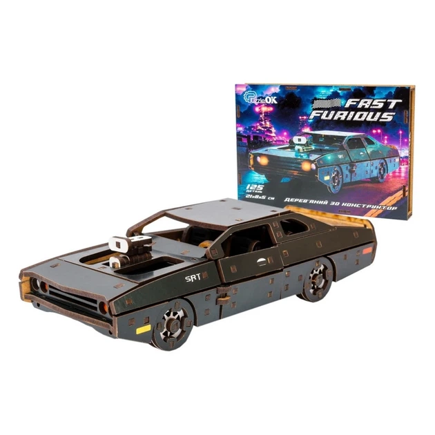 Дерев'яний 3D конструктор "Fast Furious" Puz-62519, 125 деталей, чорний - Фото 1 Дерев'яний 3D конструктор "Fast Furious" Puz-62519, 125 деталей, чорний - изображение 1