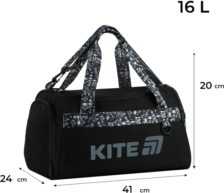 Сумка спортивна Kite Education No Rules 20х41х24 см Чорна (K26-2505-2) - зображення 2
