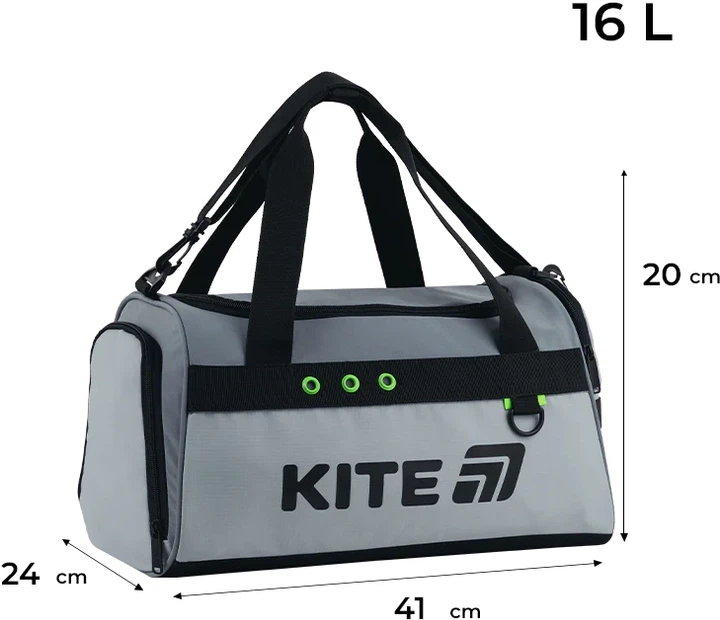 Сумка спортивна Kite Education Urban 20х41х24 см Сіра (K26-2505-3) - Фото 2 Сумка спортивна Kite Education Urban 20х41х24 см Сіра (K26-2505-3) - зображення 2