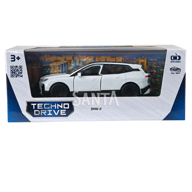 Машинка металл BMW iX БМВ 1:43 белый открывающиеся двери инерция 6*12*4см (250380W) - изображение 9