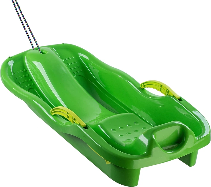 Sanki plastikowe Kadax z rączkami, hamulcem i linką Zielone K6410 (5903699455548) - obraz 2