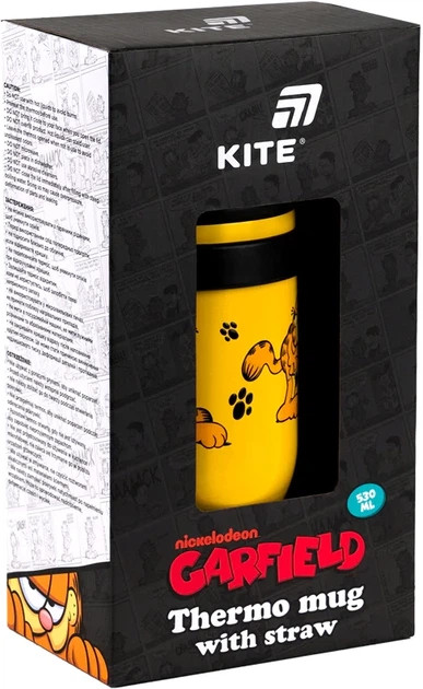 Термокружка с трубочкой Kite Garfield 530 мл Оранжевая (GF25-1266) - изображение 8