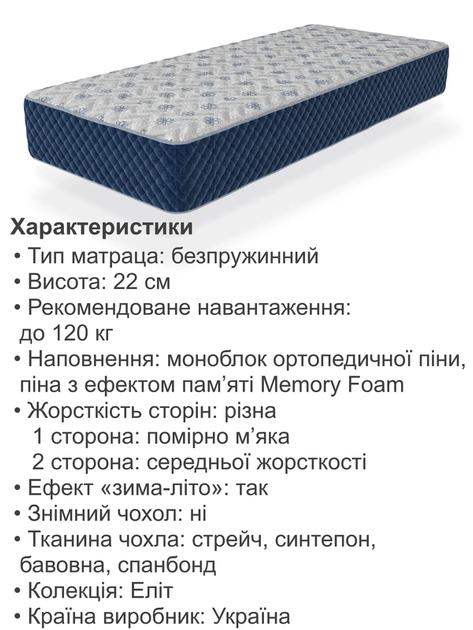 Матрац ортопедичний Меліт 1800*2000 безпружинний - зображення 4