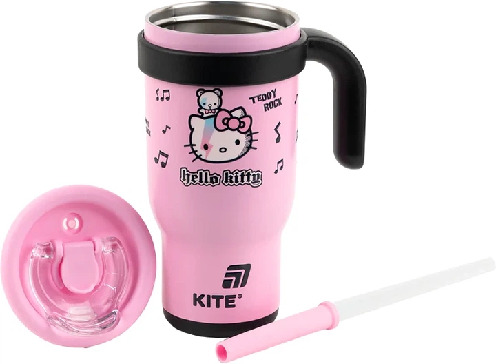 Термокружка с трубочкой Kite Hello Kitty 530 мл Розовая (HK25-1266) - изображение 6