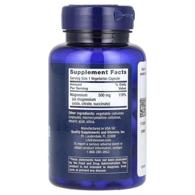 Магній Life Extension (Magnesium) 500 мг 100 капсул (LEX-14591) - зображення 2