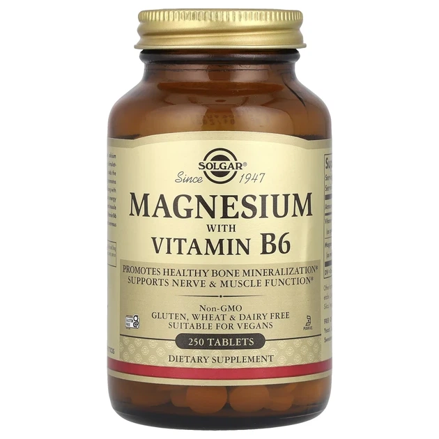 Магній із витамином В6 Solgar (Magnesium with Vitamin B6) 250 таблеток (SOL-01721) - Фото 1 Магній із витамином В6 Solgar (Magnesium with Vitamin B6) 250 таблеток (SOL-01721) - зображення 1