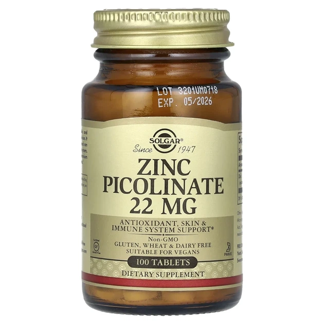 Піколінат цинку Solgar (Zinc Picolinate) 22 мг 100 таблеток (SOL-03725) - Фото 1 Піколінат цинку Solgar (Zinc Picolinate) 22 мг 100 таблеток (SOL-03725) - изображение 1