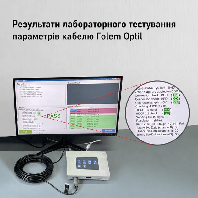 Оптический кабель HDMI 2.1, 8K/60Hz, 4K/144Гц, AOC, HDR, eARC, Folem Optil - 15 метров - изображение 8