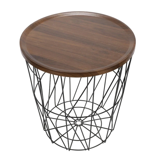 Stolik kawowy Home Styling Collection 94699 z koszem 38 x 40 cm Czarny (8721037391801) - obraz 2