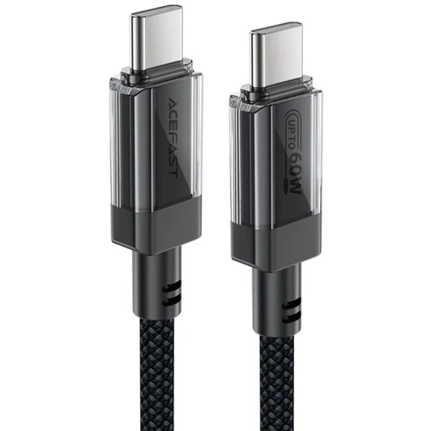 Кабель USB 2.0 Type-C M-M, 1.2 м, 60W stainless steel Black, C12-03 Acefast - зображення 2