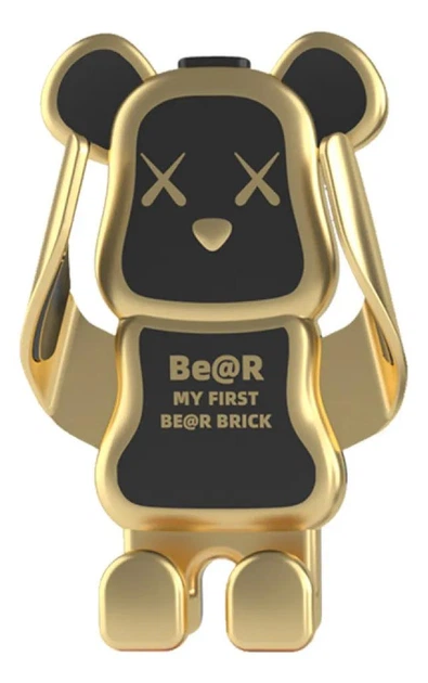 Универсальный автомобильный держатель телефона Bearbrick , установка в дефлектор Черный с золотом - Фото 1 Универсальный автомобильный держатель телефона Bearbrick , установка в дефлектор Черный с золотом - изображение 1