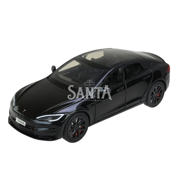 Машинка металлическая Tesla Model S Electrocar Тесла Модель S Электрокар черная 1:24 зарядная станция звук свет откр двери капот багажник резина колеса 18,5*7,2*5см (AP7713) - изображение 3