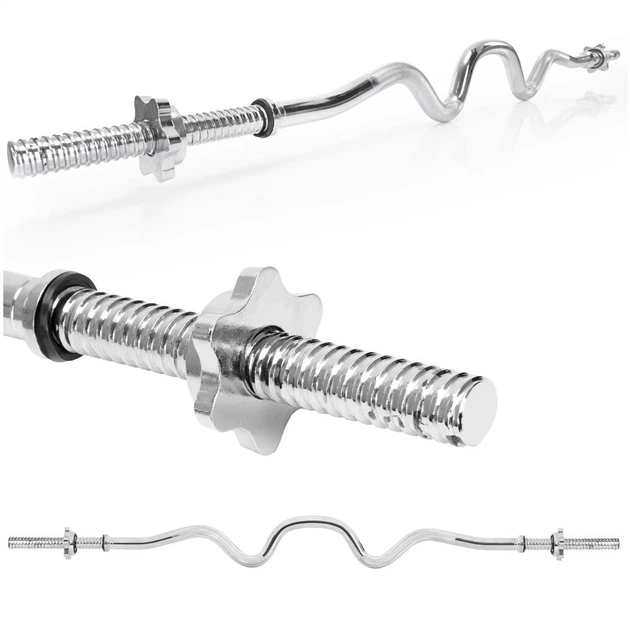 Гриф Actiget Cильно вигнутий Різьбовий Сталевий 120 см Штанга та затискачі 25 мм ACT0007 (5908455308106) - зображення 3