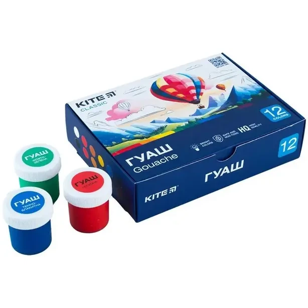 Краски гуашеві Kite Classic 12 кольорів 20мл (K-063) - Фото 2 Краски гуашеві Kite Classic 12 кольорів 20мл (K-063) - зображення 2