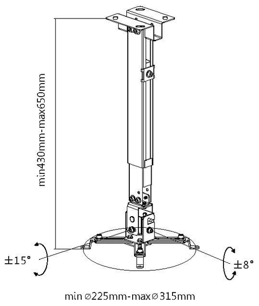 Uchwyt do projektorów Equip 650702 Czarny (4015867197899) - obraz 2