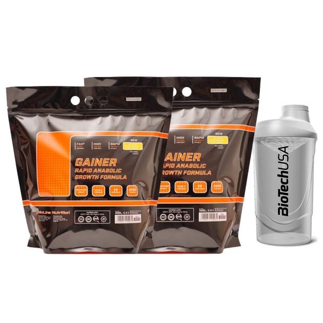 Гейнер для набору маси BioLine Nutrition Rapid Anabolic Gainer 6 кг (2х3 кг) Мультифрукт + Шейкер у подарунок - Фото 1 Гейнер для набору маси BioLine Nutrition Rapid Anabolic Gainer 6 кг (2х3 кг) Мультифрукт + Шейкер у подарунок - зображення 1