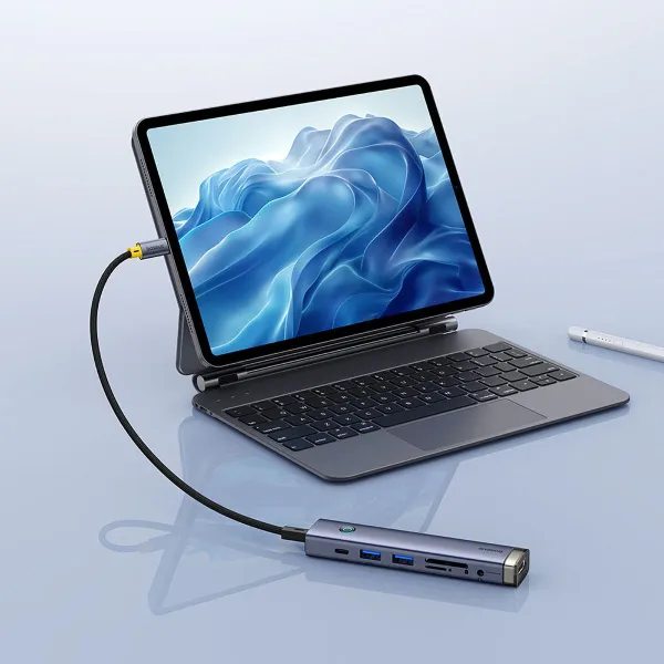 USB-хаб Baseus UltraJoy Series 7-Port HUB AIR Space Grey (Type-C to HDMI4K@60Hz*1+USB3.0*2+PD*1+SD/TF3.0*1+3.5mm*1) (B00052803811-02) - зображення 10