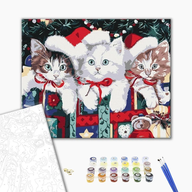 Картина за номерами Новорічні котики 40х50 см Brushme BS51359 - зображення 2