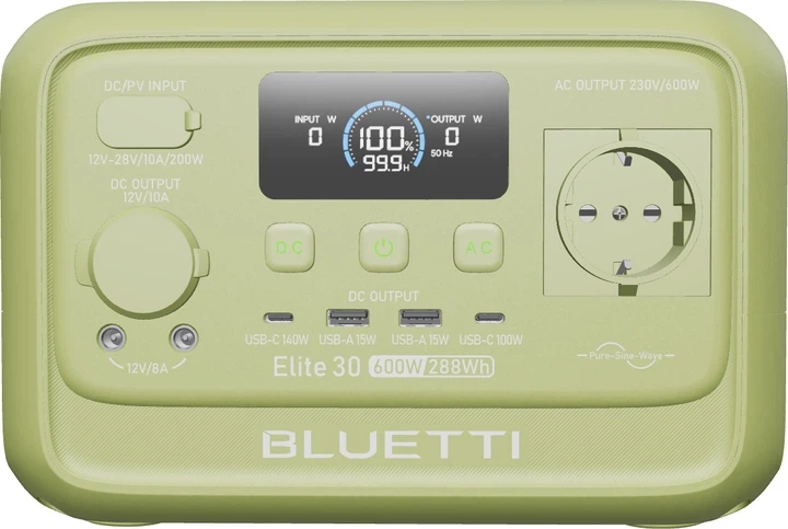 Портативна електростанція BLUETTI Elite 30 V2, ємність 288 Wh, номінальна потужність 600 W, пікова потужність 1500 W - зображення 3