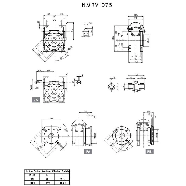 Червячный редуктор RDVM (NMRV) 075 REDMOTORS - Фото 5 Червячный редуктор RDVM (NMRV) 075 REDMOTORS - изображение 5