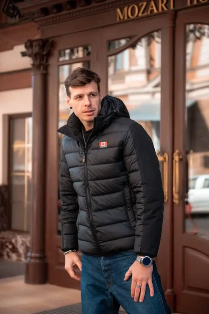 Куртка чоловіча зимова плащівка лаке з капюшоном 46 темно-синя - зображення 2