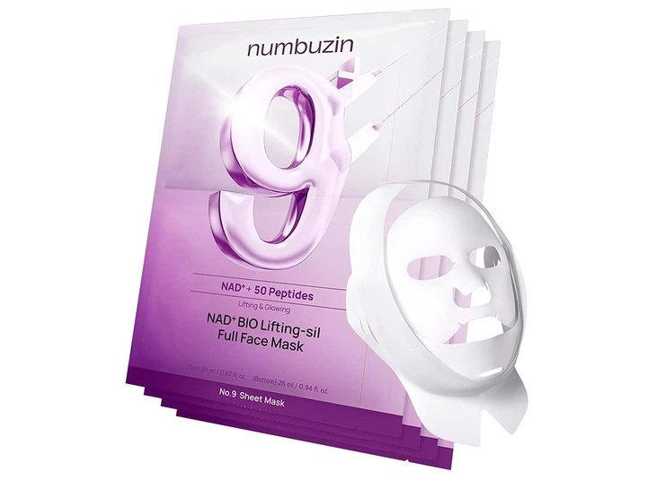 Лифтинг маска для лица с пептидами Numbuzin No.9 NAD+ BIO Lifting-sil Full Face Mask, 4шт (8809652587653) - изображение 3