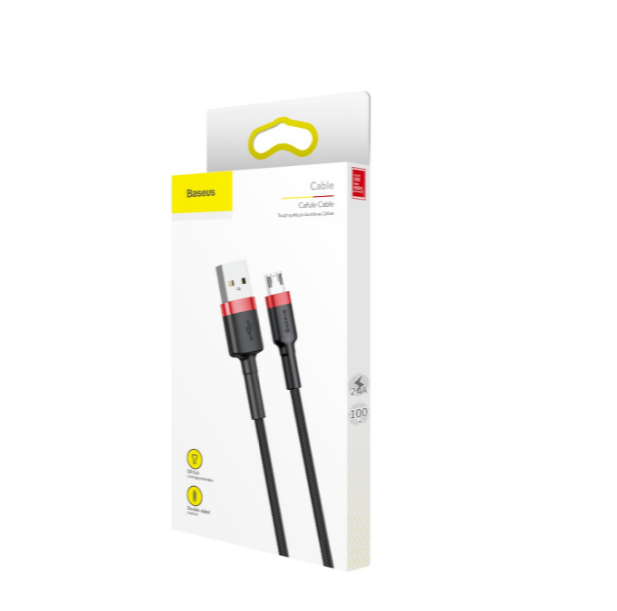 Кабель USB MicroUSB BASEUS CAMKLF-B91 Cafule 2,4A 1м червоний/чорний - Фото 4 Кабель USB MicroUSB BASEUS CAMKLF-B91 Cafule 2,4A 1м червоний/чорний - изображение 4