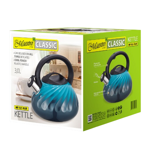 Чайник 3л металевий блакитний MR-1321-Blue Maestro - изображение 4