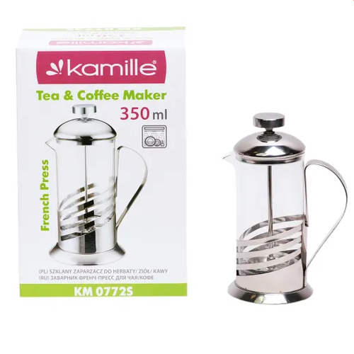 Френч-прес 350мл скло/нержавіюча сталь 0772S KAMILLE - Фото 4 Френч-прес 350мл скло/нержавіюча сталь 0772S KAMILLE - изображение 4