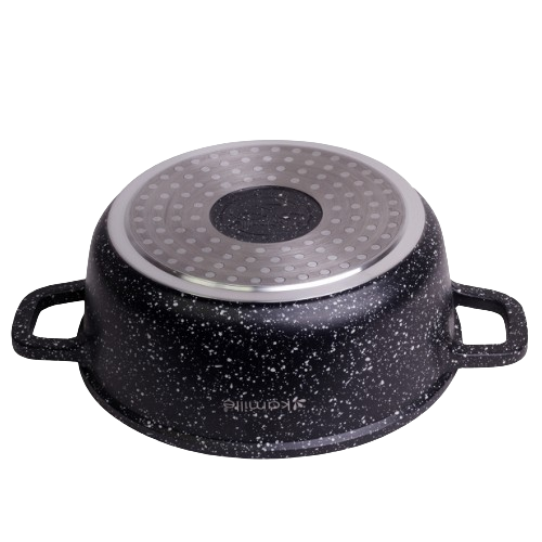 Каструля литий алюміній 2,3л 20*8,5см скляна кришка а/п Black marble 4404 KAMILLE - Фото 5 Каструля литий алюміній 2,3л 20*8,5см скляна кришка а/п Black marble 4404 KAMILLE - зображення 5