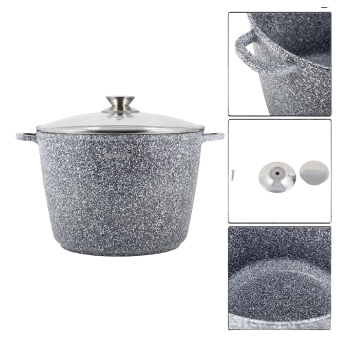 Каструля литий алюміній 10л 28*20см скляна кришка а/п Snow Marble 100504 Ofenbach - Фото 2 Каструля литий алюміній 10л 28*20см скляна кришка а/п Snow Marble 100504 Ofenbach - изображение 2