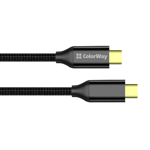 Кабель USB PD Type-C/Type-C ColorWay CW-CBPDCC062-BK Gen2 5,0А 100W 1м чорний - Фото 1 Кабель USB PD Type-C/Type-C ColorWay CW-CBPDCC062-BK Gen2 5,0А 100W 1м чорний - зображення 1