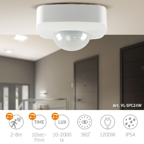 Датчик руху та освітленності 1200W 220V інфрачервоний VL-SPC24W Videx - изображение 5