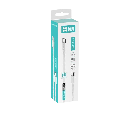 Кабель USB PD Type-C/Type-C ColorWay CW-CBPDCC068-GR 3,0A 60W 2м сірий - Фото 4 Кабель USB PD Type-C/Type-C ColorWay CW-CBPDCC068-GR 3,0A 60W 2м сірий - изображение 4