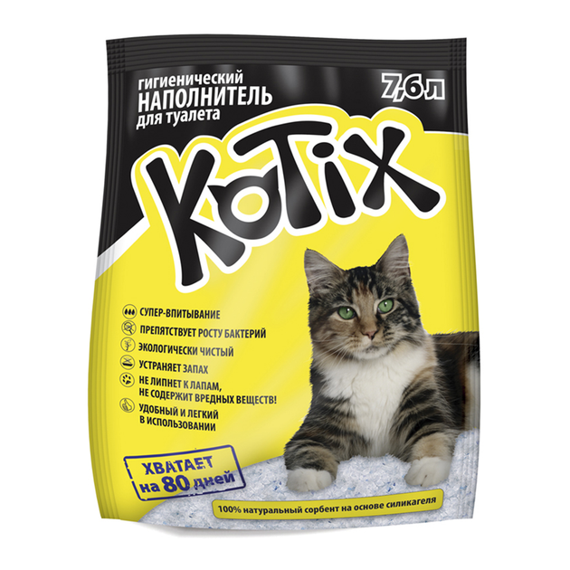 Силігелевий наповнювач для котячого лотка Kotix 7,6 л - Фото 1 Силігелевий наповнювач для котячого лотка Kotix 7,6 л - зображення 1