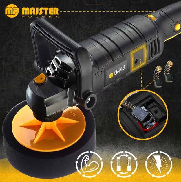 Полировочная машинка Majster Polska 2600Вт + 4xгубка + полировальная паста MENZERNA - изображение 12